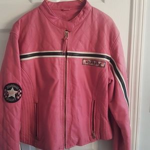 Pink leather jacket